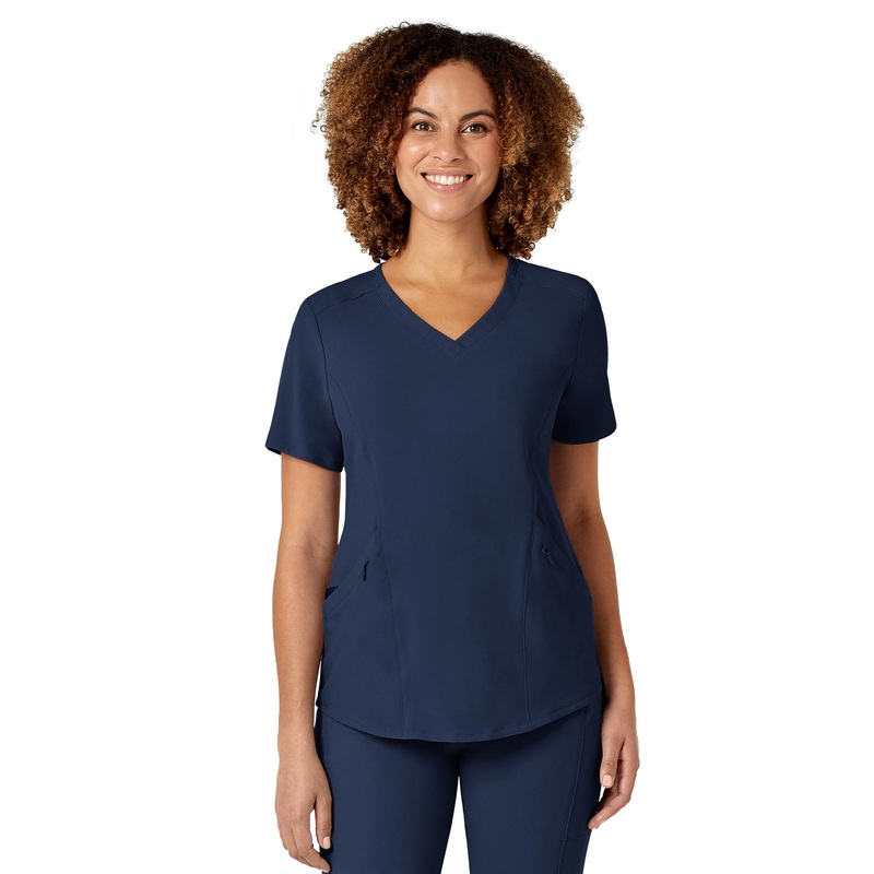 Women's Four-Pocket V-Neck Top - 6134 - Navy Heather