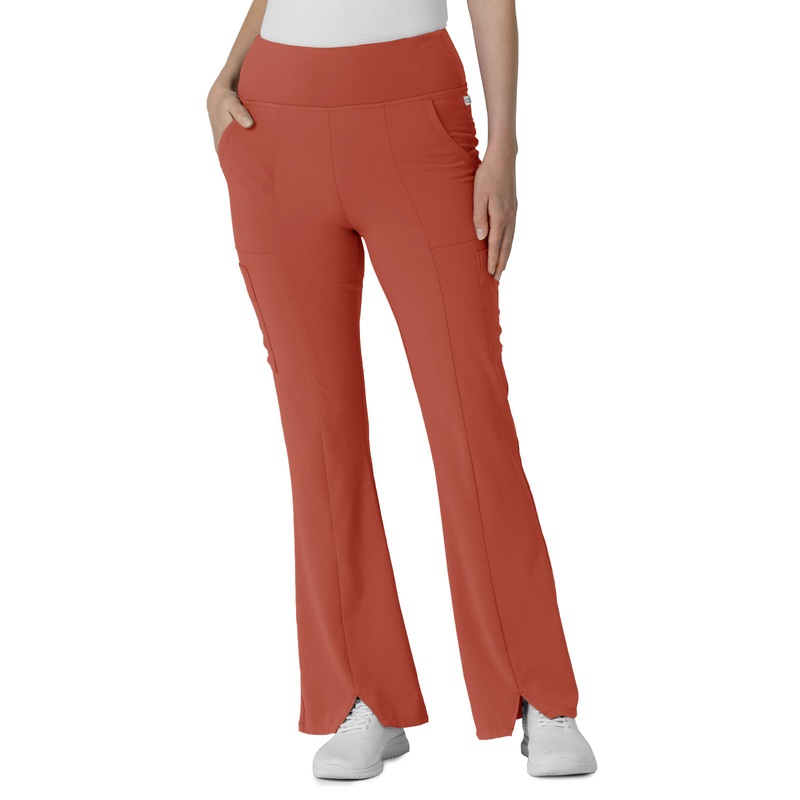 Women's Seven-Pocket Front Slit Flare Pant - 5534 - Mineral Red