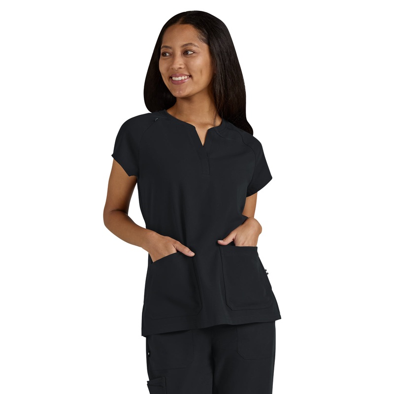 Women's Split-Neck 3-Pocket We Have Heart Top - 1124 - Black