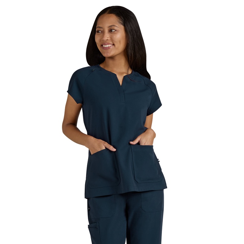 Women's Split-Neck 3-Pocket We Have Heart Top - 1124 - Navy