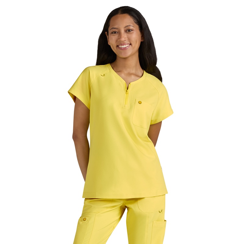 Women's Zipper Neck Ecstatic Top - S100 - Loving Yellow