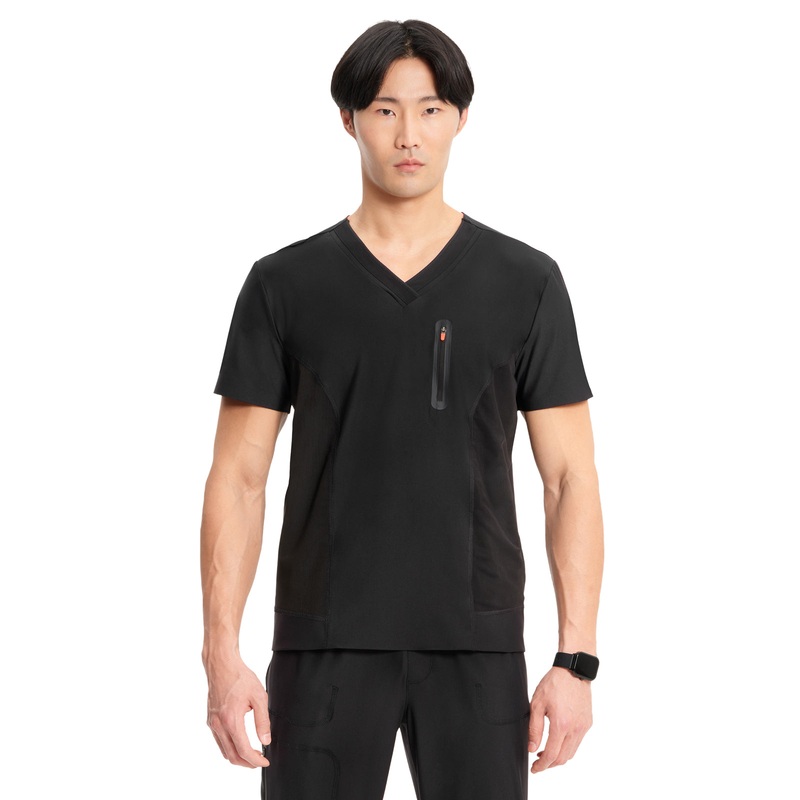 Men's 3-Pocket V-Neck Top - IN823A - Black