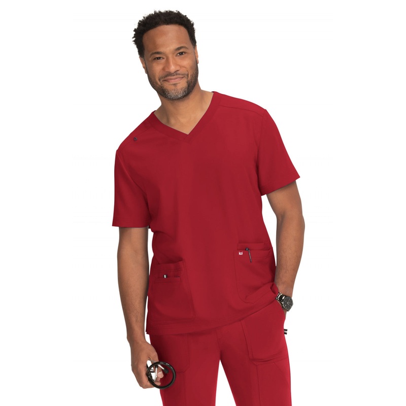 Men's 4-Pocket  V-Neck Free To Be Top - 672 - Ruby