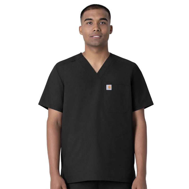 Men's Four-Pocket Modern Fit V-Neck Top - C16113 - Black