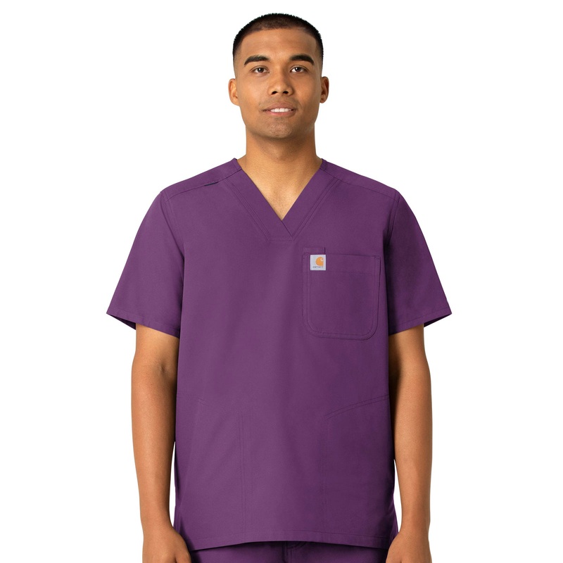 Men's Four-Pocket Modern Fit V-Neck Top - C16113 - Eggplant