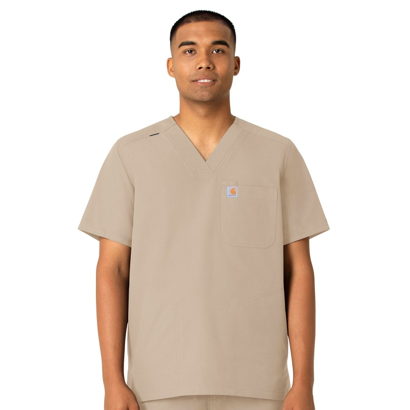 Men's Four-Pocket Modern Fit V-Neck Top - C16113 - Khaki