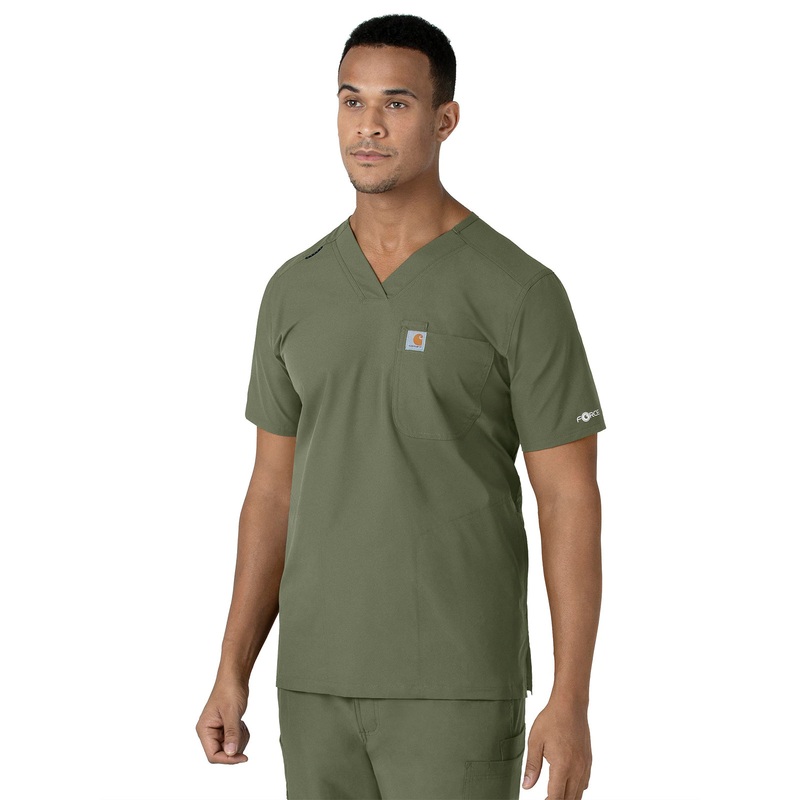 Men's Four-Pocket Modern Fit V-Neck Top - C16113 - Olive