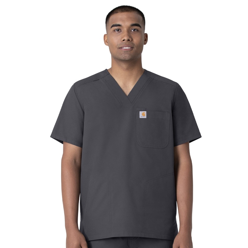 Men's Four-Pocket Modern Fit V-Neck Top - C16113 - Pewter
