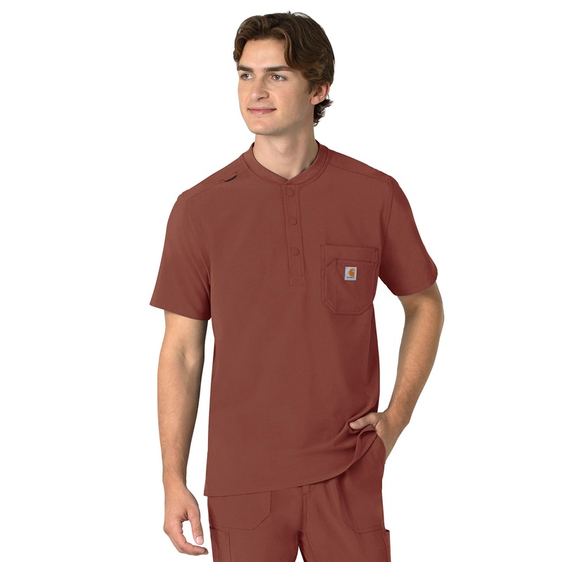 Men's Three-Pocket Henley Top - C16310 - Sable
