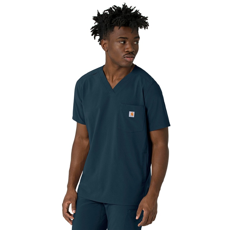 Men's Three-Pocket V-Neck Top - C16410 - Navy