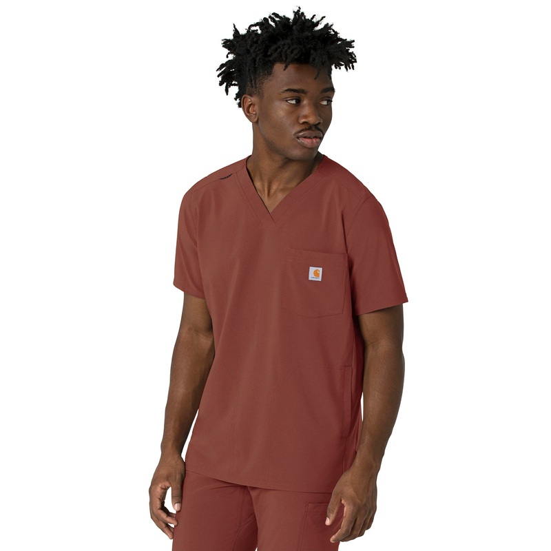Men's Three-Pocket V-Neck Top - C16410 - Sable