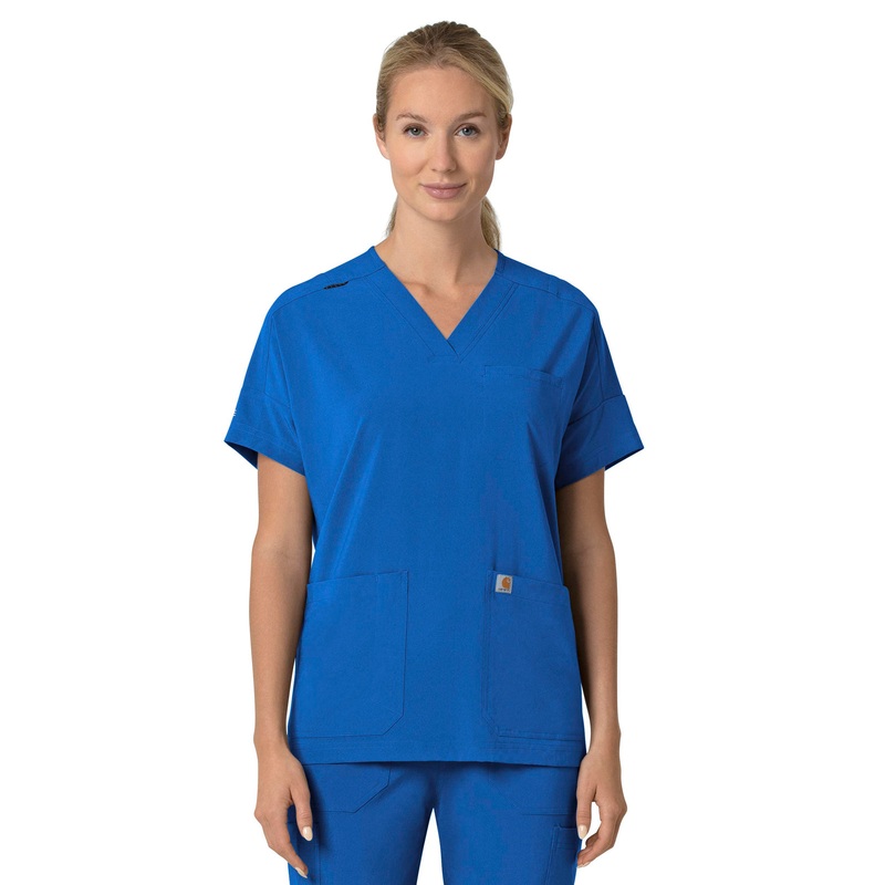 Women's Four-Pocket Oversized V-Neck Top - C13110 - Royal