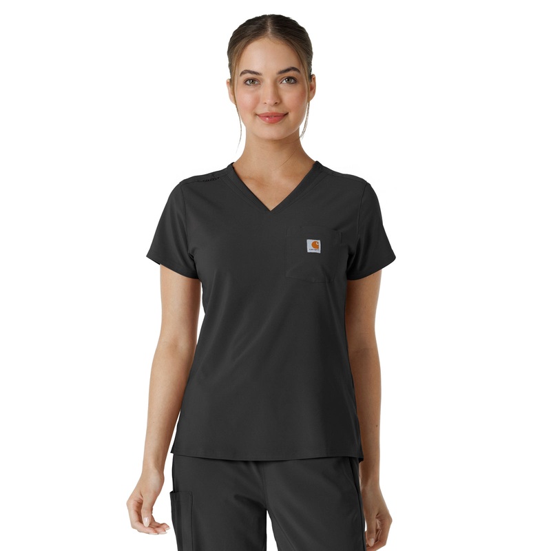 Women's One-Pocket Tuck-In Top - C13410 - Black
