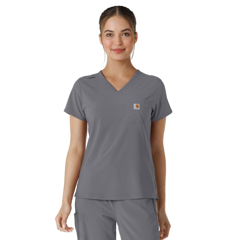 Women's One-Pocket Tuck-In Top - C13410 - Pewter