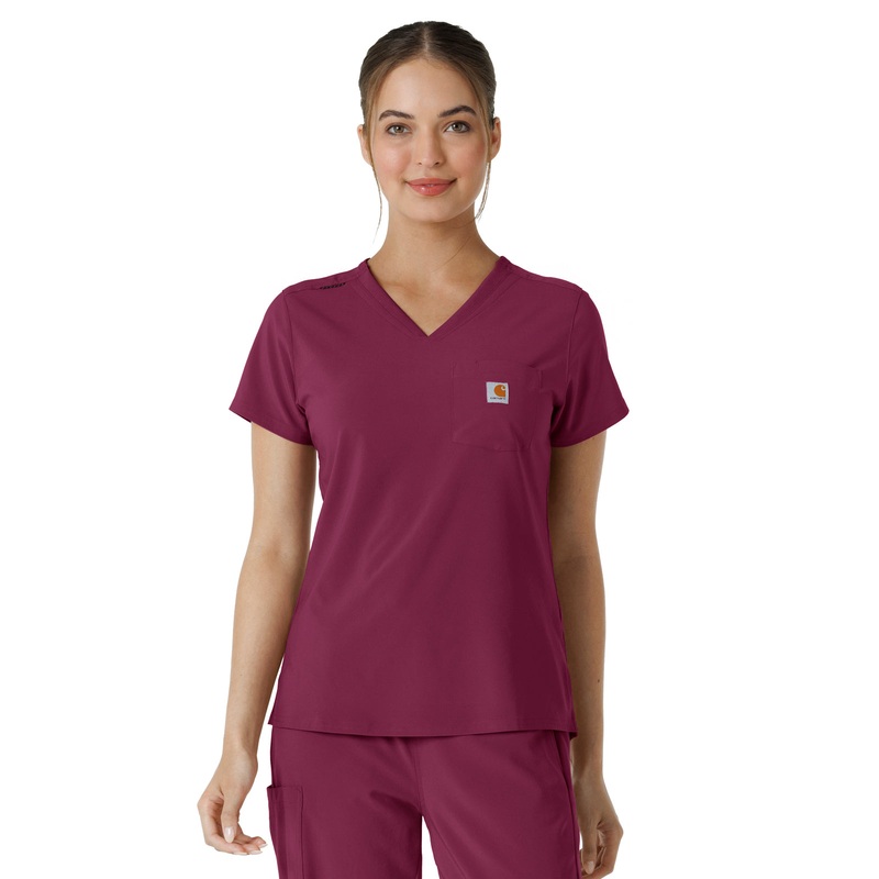 Women's One-Pocket Tuck-In Top - C13410 - Wine