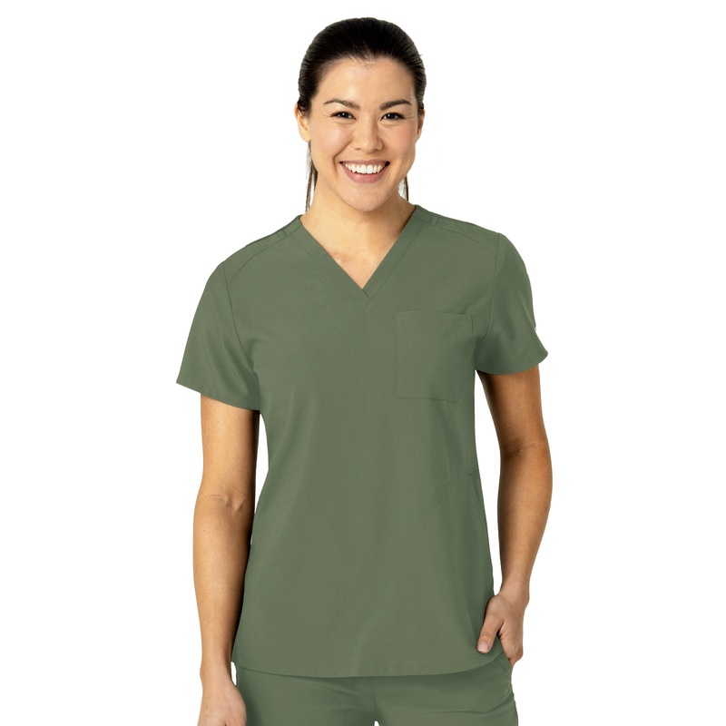 Women's Three-Pocket Flex-N-Reach V-Neck Top - 6045 - Olive