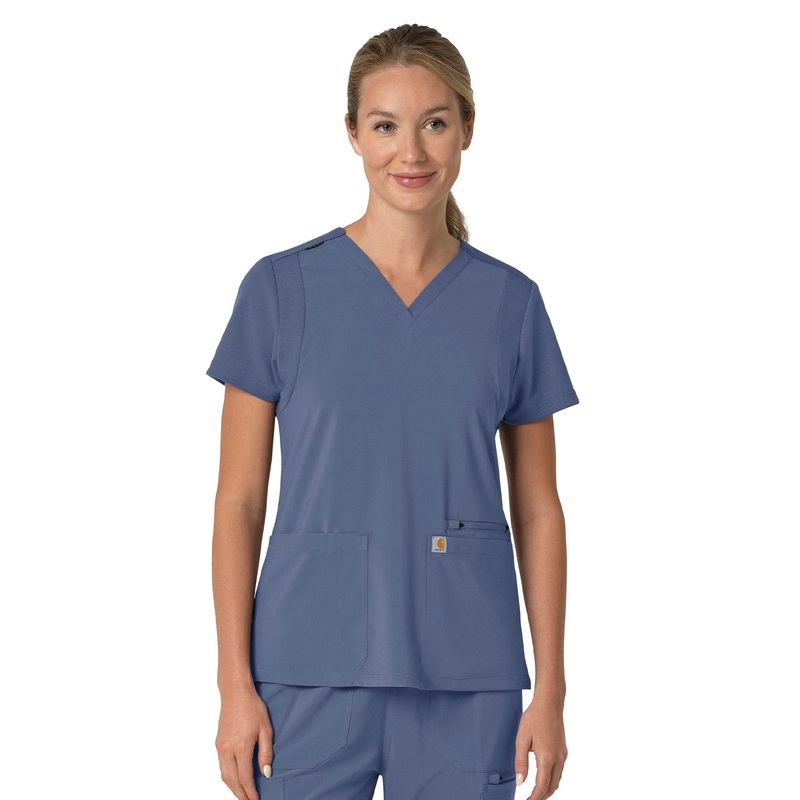 Women's Three-Pocket Flex Panel V-Neck Top - C13210 - Riverside