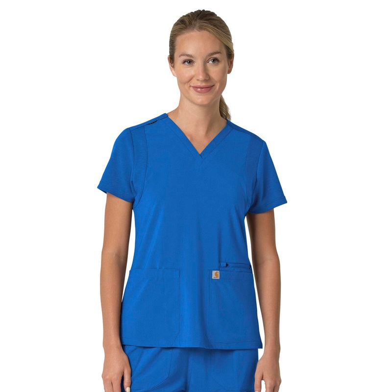 Women's Three-Pocket Flex Panel V-Neck Top - C13210 - Royal