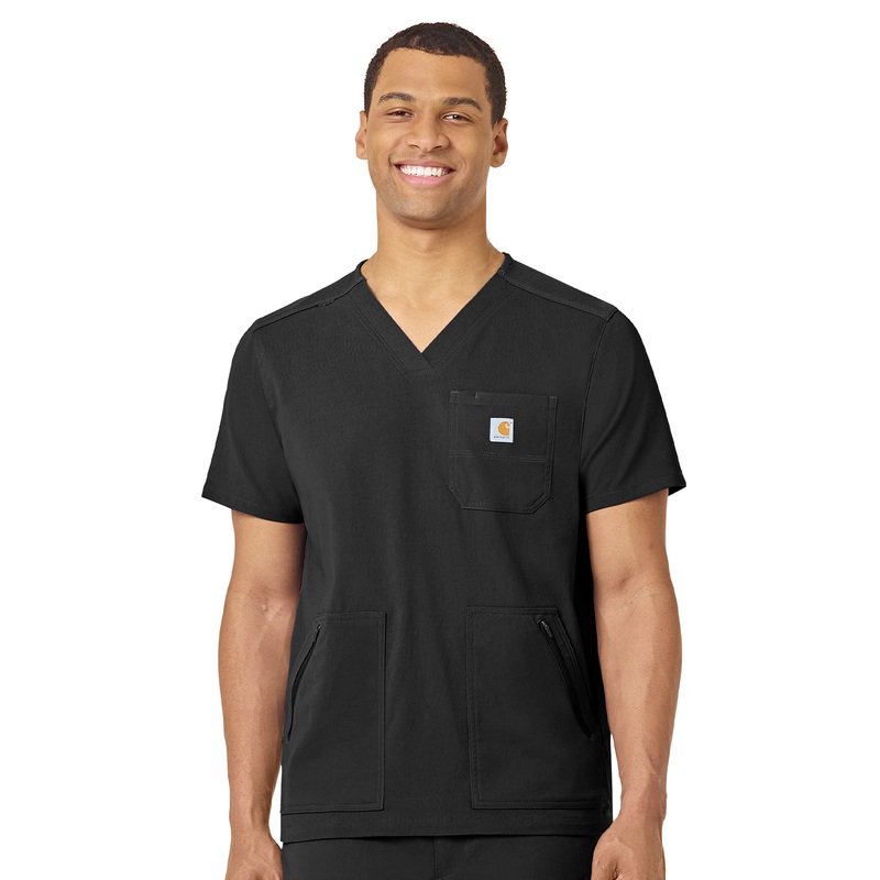 Men's Modern Fit 5-Pocket V-Neck Top - C15037 - Black