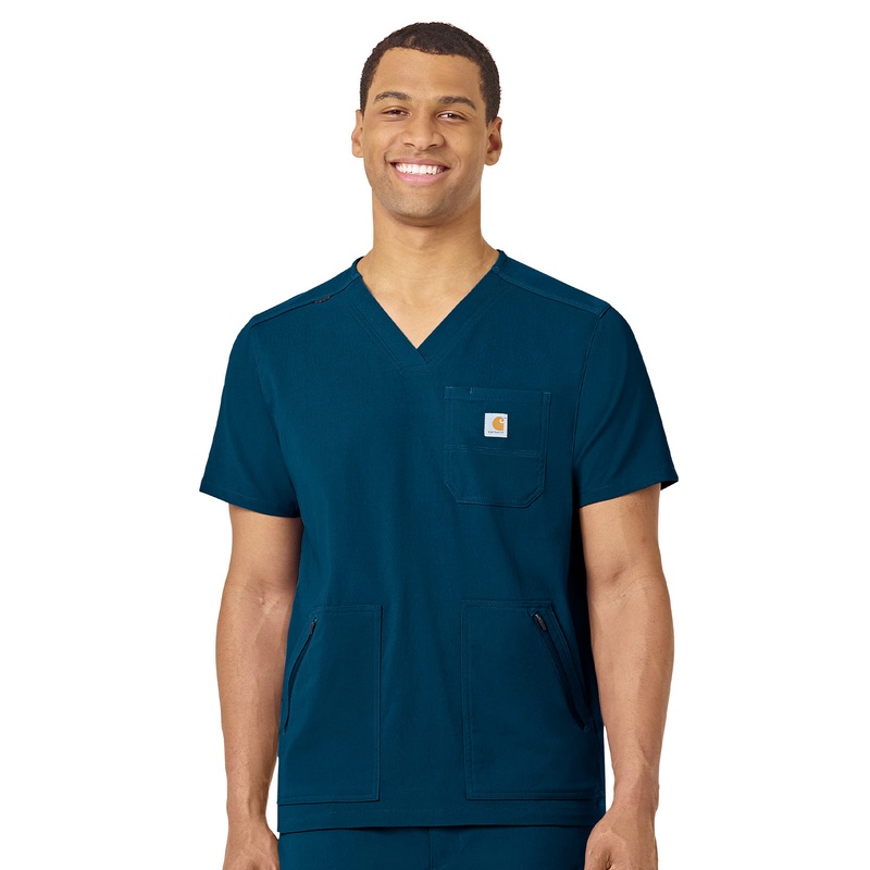 Men's Modern Fit 5-Pocket V-Neck Top - C15037 - Caribbean