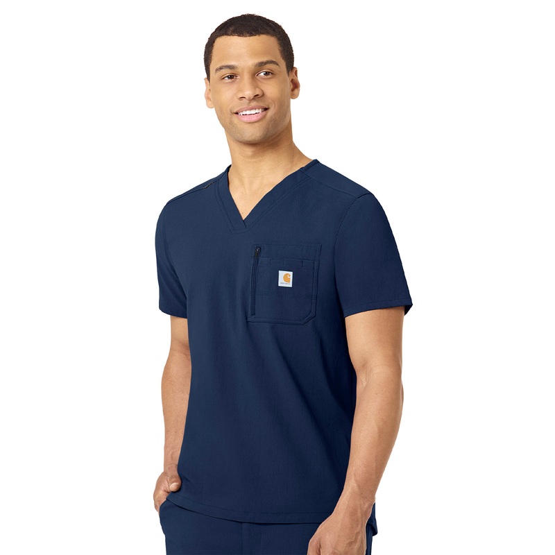 Men's Two-Pocket Modern Fit Tuck-In V-Neck Top - C15137 - Navy