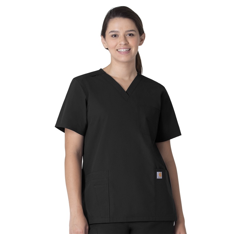 Unisex Seven-Pocket Modern Fit V-Neck Top - C15013 - Black