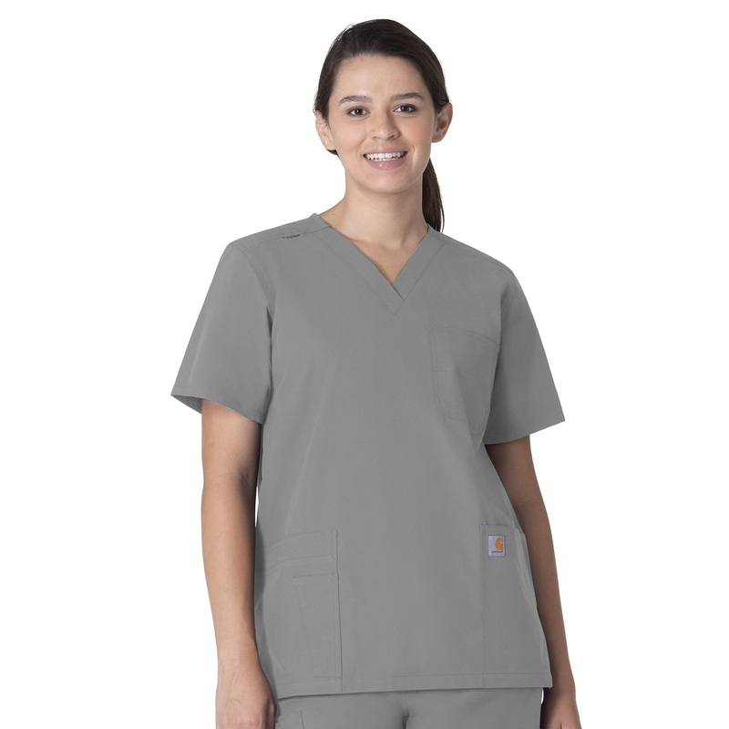 Unisex Seven-Pocket Modern Fit V-Neck Top - C15013 - Grey
