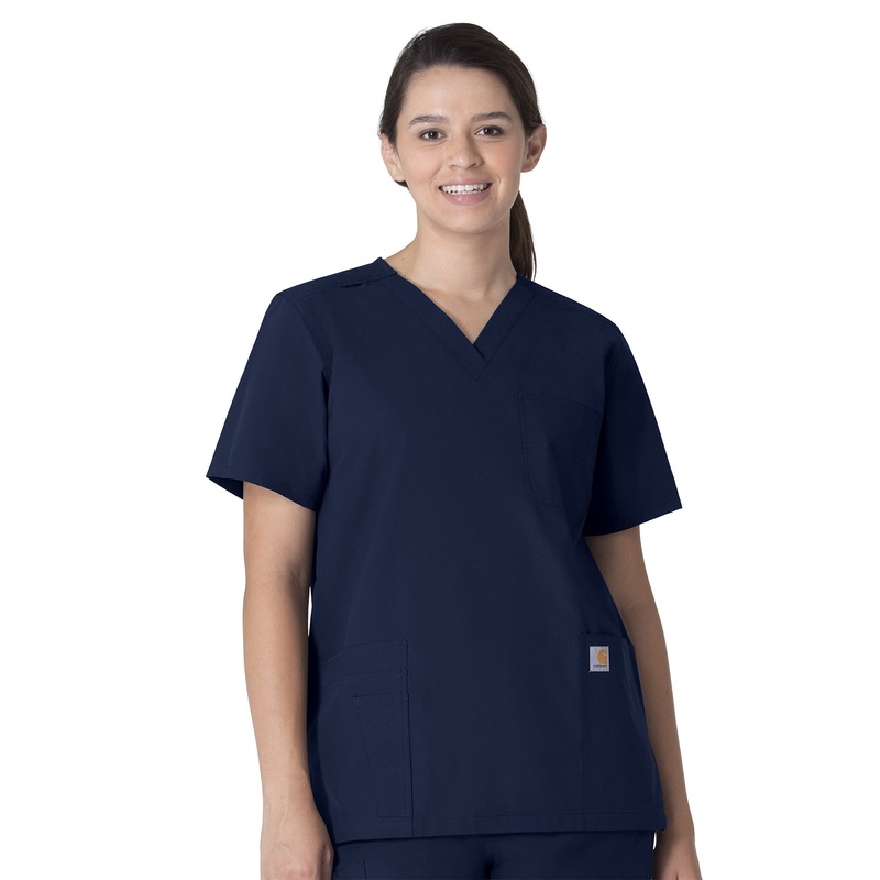 Unisex Seven-Pocket Modern Fit V-Neck Top - C15013 - Navy