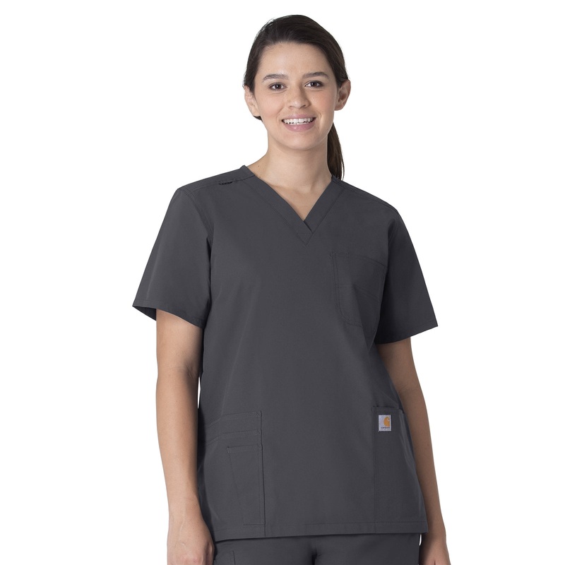 Unisex Seven-Pocket Modern Fit V-Neck Top - C15013 - Pewter