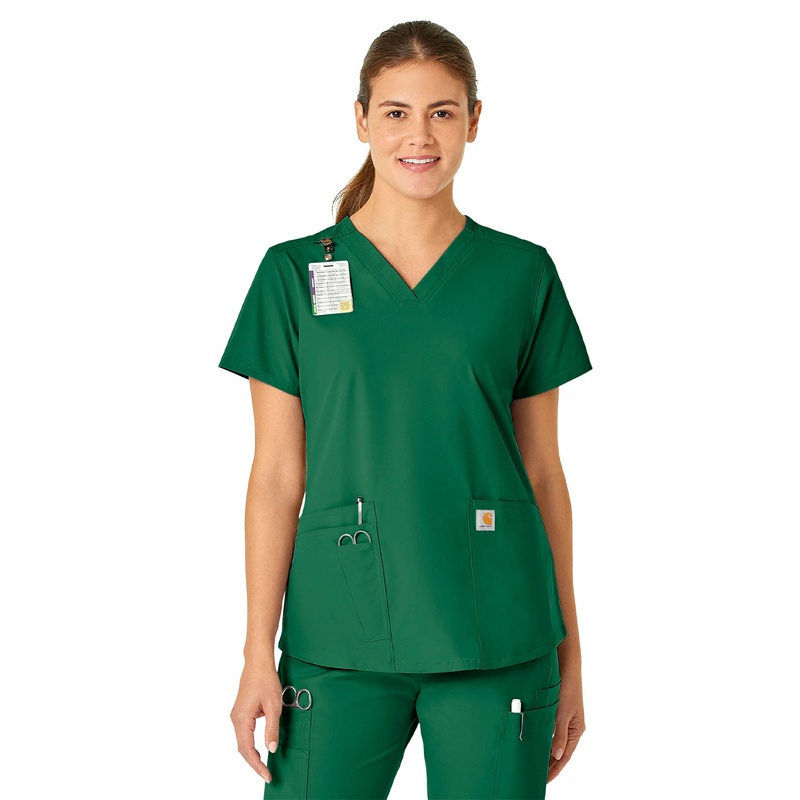 Women's Five-Pocket Modern Fit V-Neck Top - C12113 - Hunter