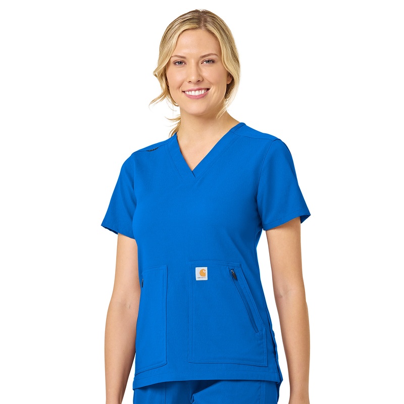Women's Modern Fit 4-Pocket V-Neck Top - C12237 - Royal