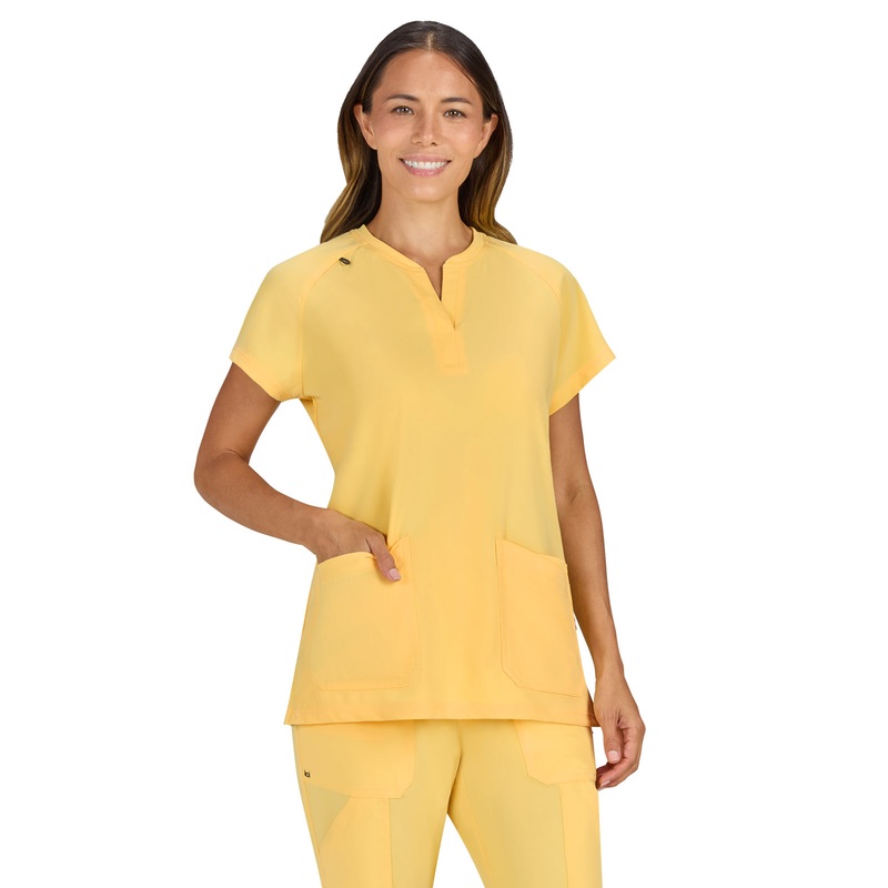 Women's Split-Neck 3-Pocket We Have Heart Top - 1124 - Butter Yellow
