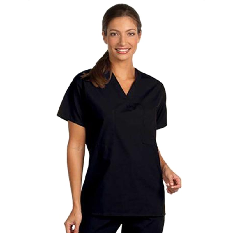 Unisex Reversible V-Neck Top in Black - 6601 - Black