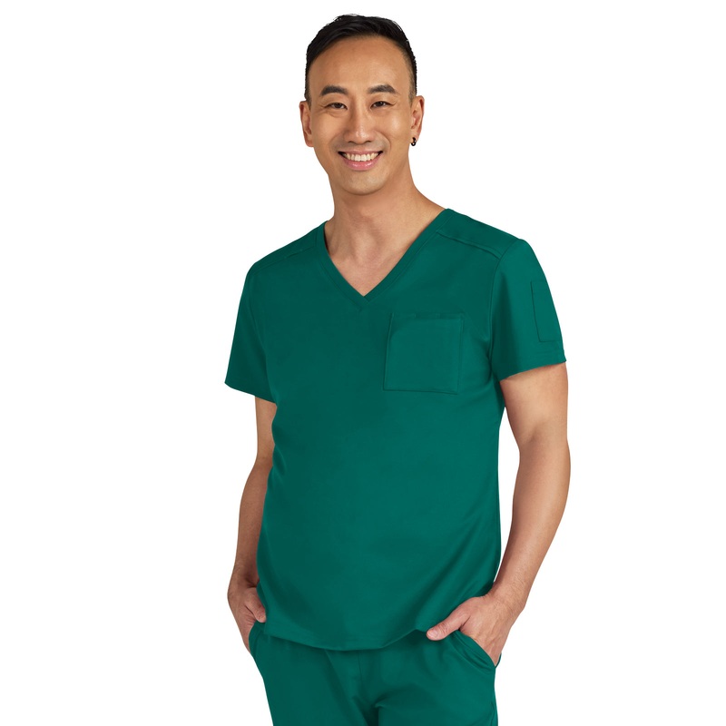Men's Chest Pocket V-Neck Arthro Top - C650 - Hunter