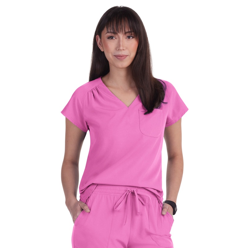 Women's 1-Pocket Heart-Shaped Neckline Eco-Friendly Kailani Top - 1118 - Strawberry Moon