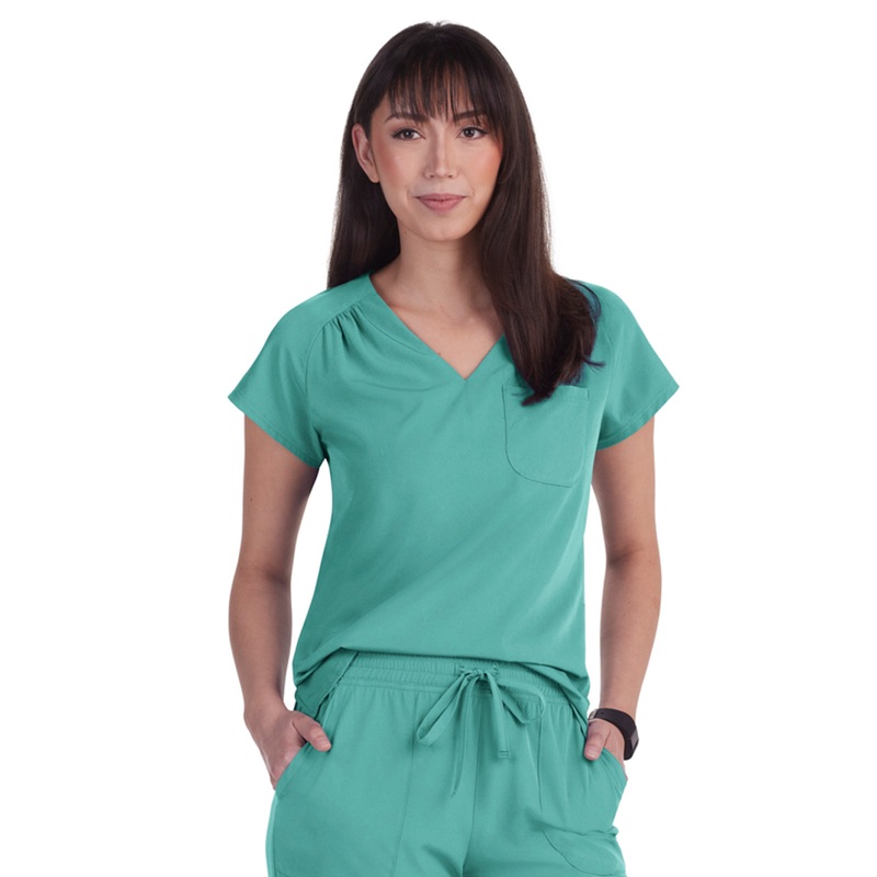 Women's 1-Pocket Heart-Shaped Neckline Eco-Friendly Kailani Top - 1118 - Waterfall Blue