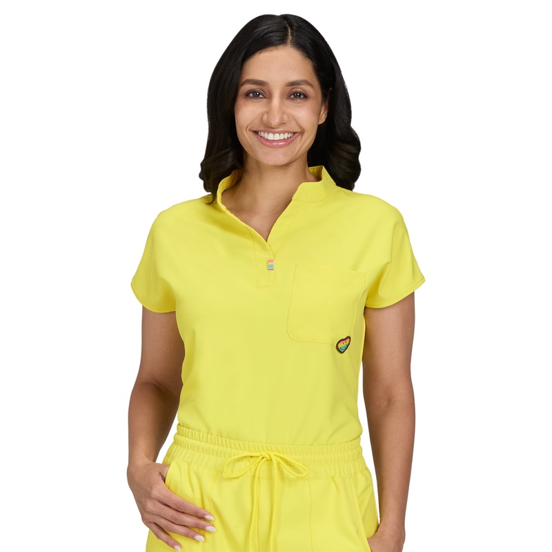 Women's 1-Pocket Split Neck Dolman Sleeve Limited Edition Dreamy Top - S105L - Loving Yellow