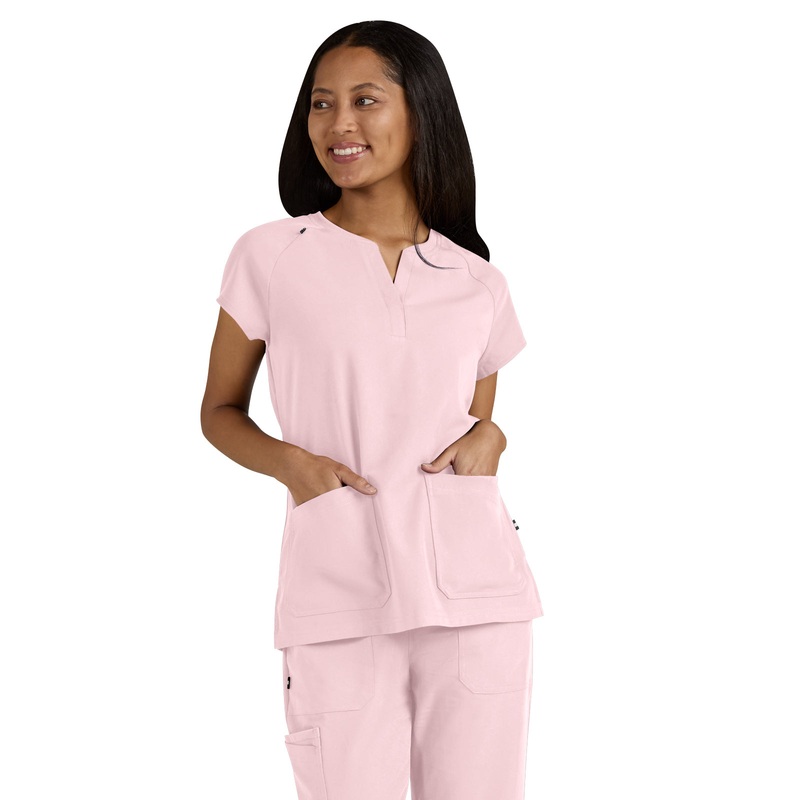 Women's Split-Neck 3-Pocket We Have Heart Top - 1124 - Pink Dream