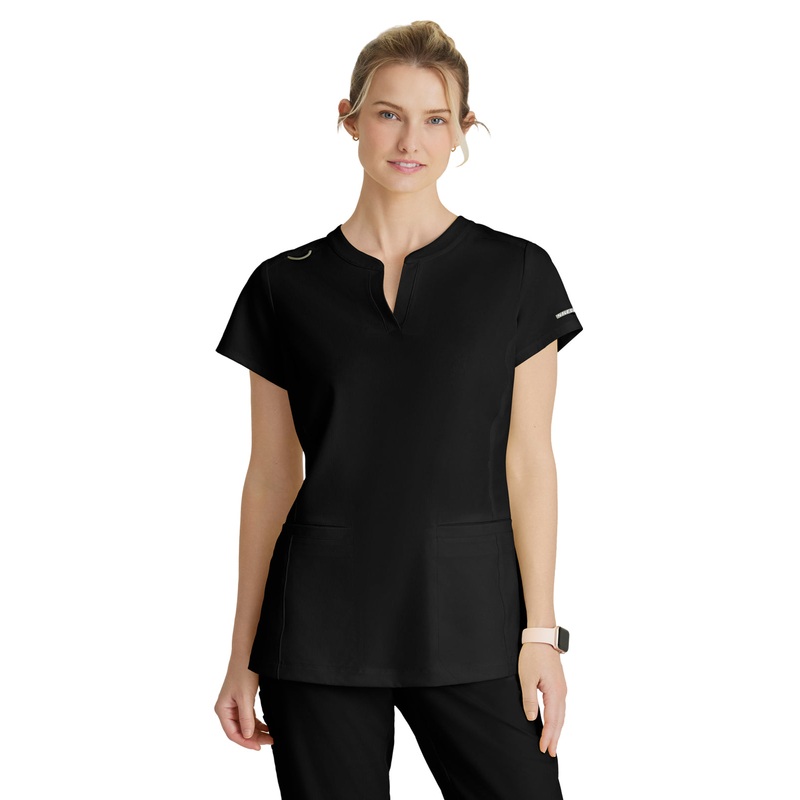 Women's Two Pocket V-Neck Coast Top - SKT259 - Black