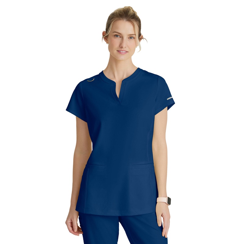 Women's Two Pocket V-Neck Coast Top - SKT259 - Navy