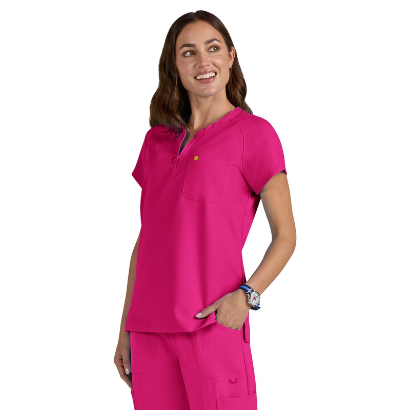 Women's Zipper Neck Ecstatic Top - S100 - Elevated Pink