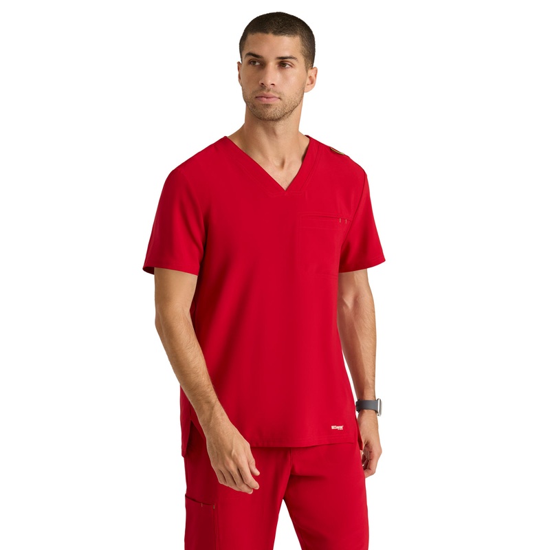 Men's Piped V-Neck Journey Top - GSST179 - True Red