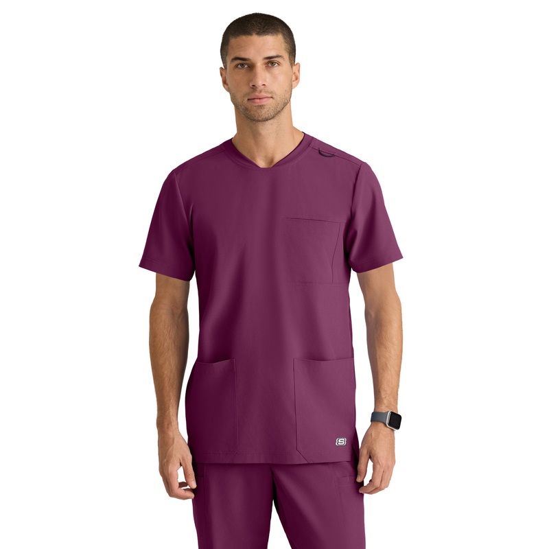 Men's Three-Pocket Round Neck Thesis Top - SKT193 - Wine