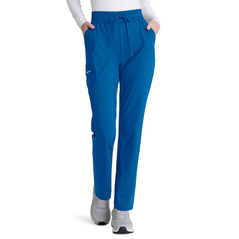 Women's Shirred Waistband Slim And Straight Reach Pant - SKP668 - New Royal