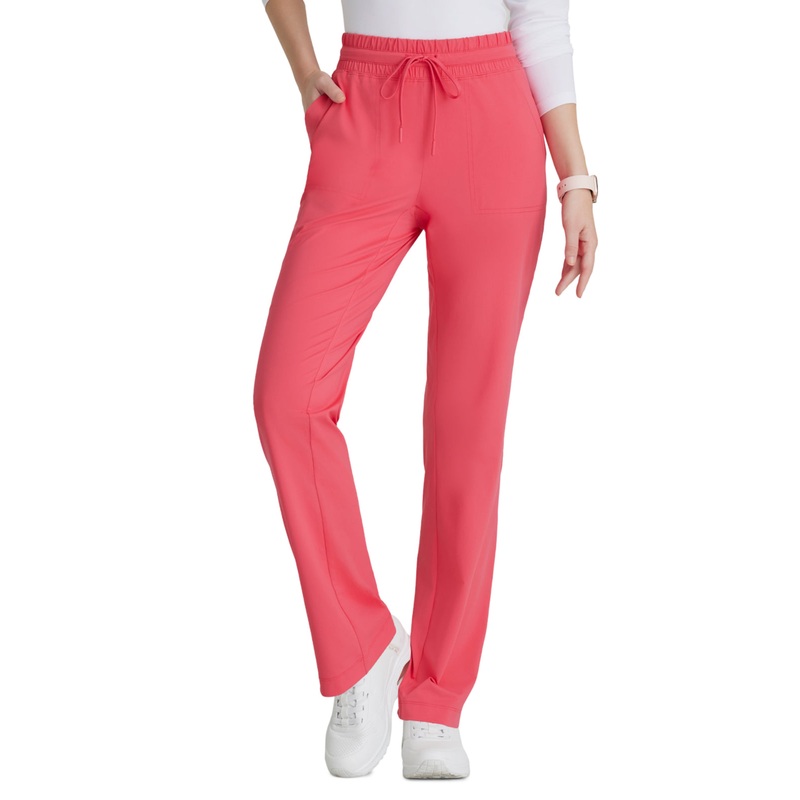 Women's Shirred Waistband Slim And Straight Reach Pant - SKP668 - Punch Pink