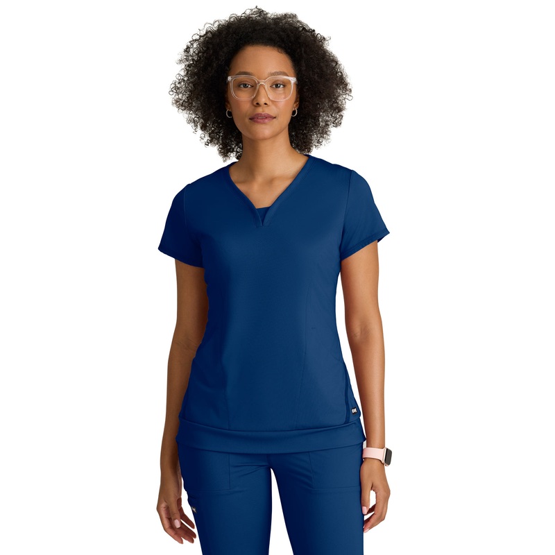 Women's Two Pocket V-Neck Motivate Top - GRST250 - Indigo (Navy)