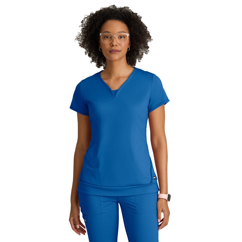 Women's Two Pocket V-Neck Motivate Top - GRST250 - New Royal