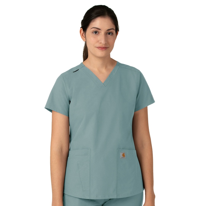 Women's Five-Pocket Modern Fit V-Neck Top - C12113 - Summer Blue