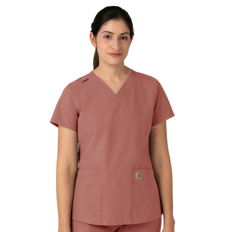Women's Five-Pocket Modern Fit V-Neck Top - C12113 - Wildrose
