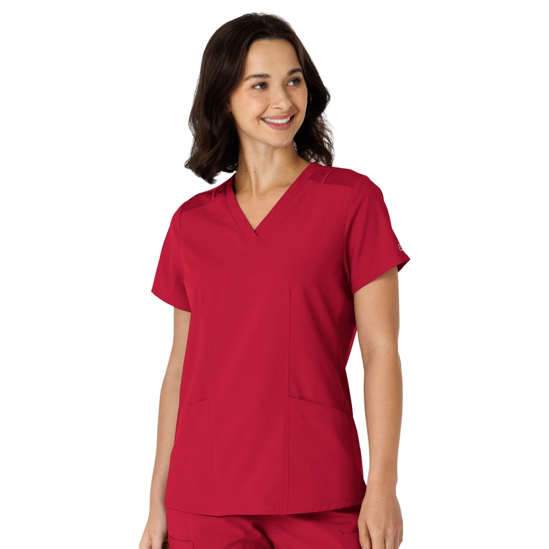 Women's Flex-n-Reach Side Panel V-Neck Top - 6145 - Red